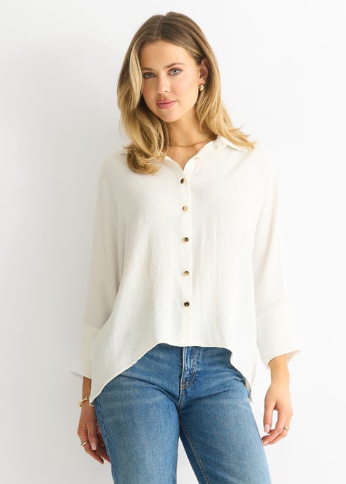 Weiße Kimono-Bluse in Übergröße - Image 1