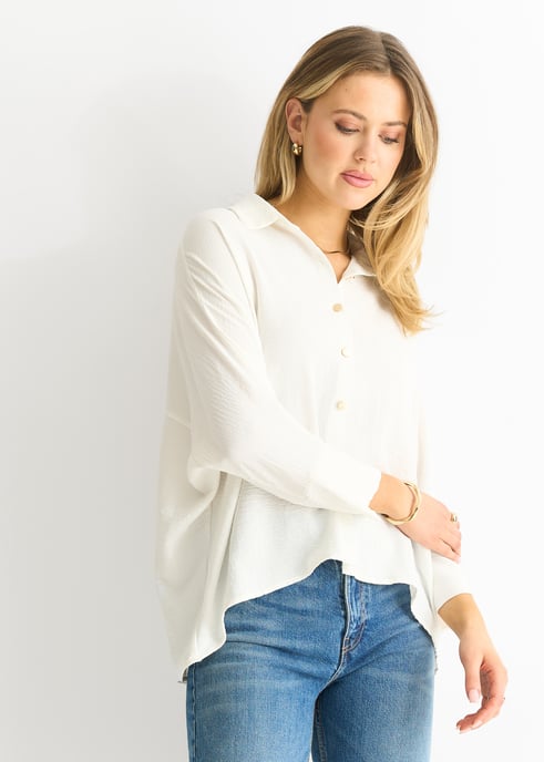 Weiße Kimono-Bluse in Übergröße - Image 3