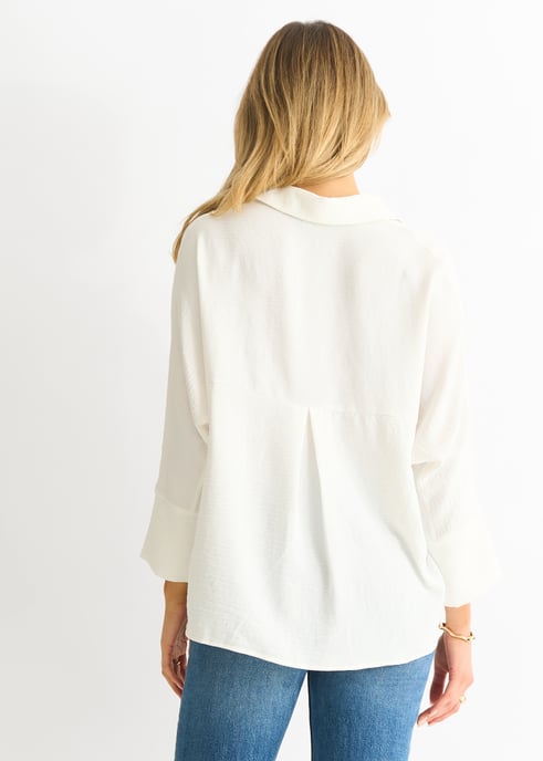 Weiße Kimono-Bluse in Übergröße - Image 4