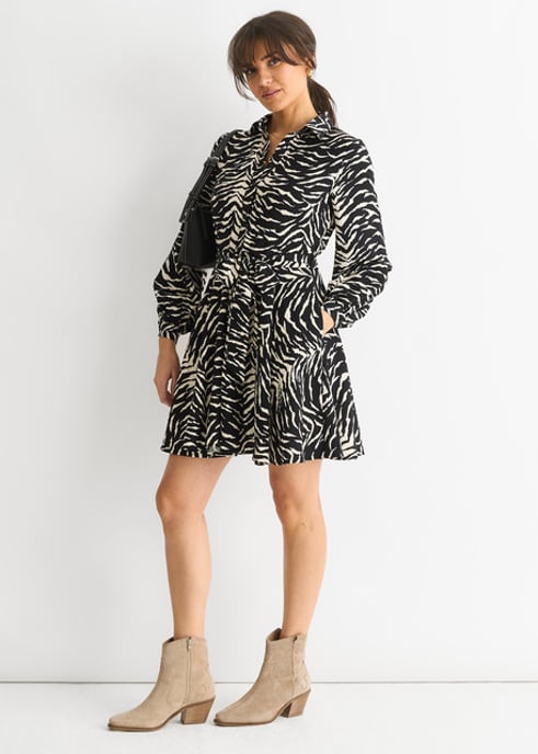 Mono Zebra Hemdkleid mit Gürtel - Image 3