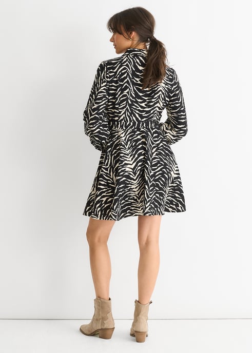 Mono Zebra Hemdkleid mit Gürtel - Image 4