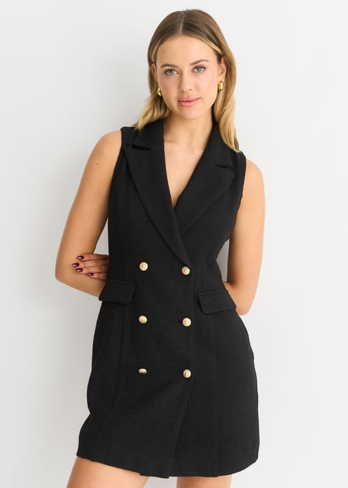 Schwarzes Doppelbrust-Boucle-Blazer-Min - Image 2