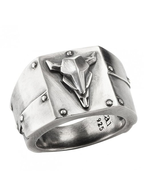 cai Ring Silber 925 oxidiert Stierkopf - Image 1