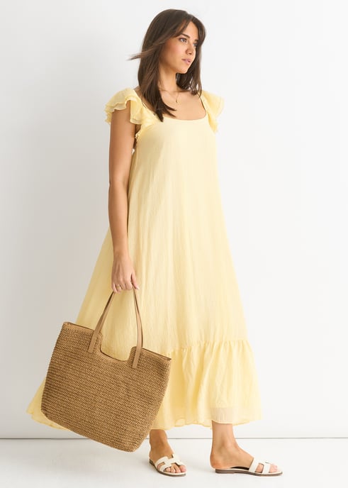 Lemon Ruffle Kurzarm-Maxikleid aus Viskose - Image 3