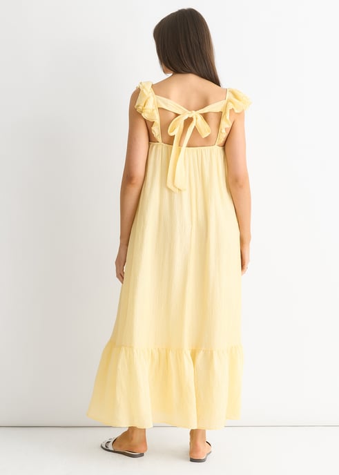 Lemon Ruffle Kurzarm-Maxikleid aus Viskose - Image 4