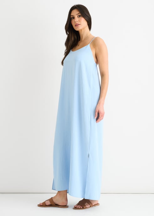 Blaues Strappy Cross Back Airflow Kleid in Übergröße - Image 3