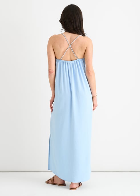 Blaues Strappy Cross Back Airflow Kleid in Übergröße - Image 4