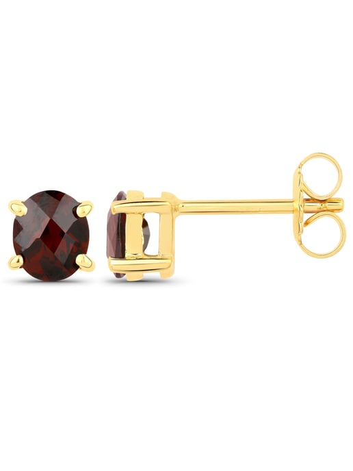 Vira Jewels Ohrstecker 925-Sterling Silber vergoldet Glänzend Granat oval rot - Image 1