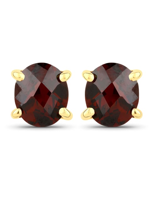 Vira Jewels Ohrstecker 925-Sterling Silber vergoldet Glänzend Granat oval rot - Image 3