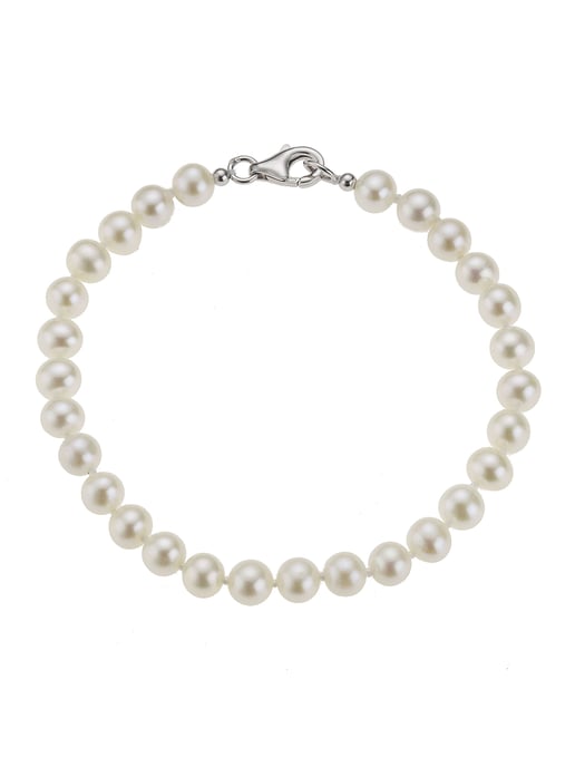 Zeeme Pearls Armband Silber 925 rhodiniert mit weißen Perlen 6mm - Image 3