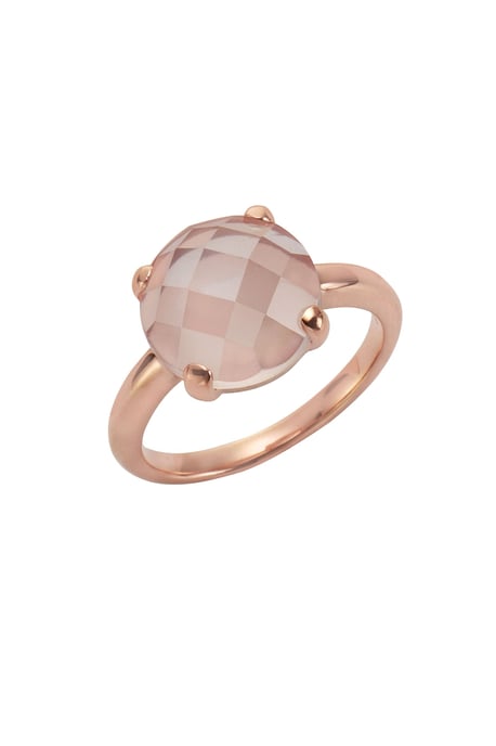 Jamelli Ring 925 Sterling Silber rosé-vergoldet mit echtem Rosenquarz 12mm - Image 1