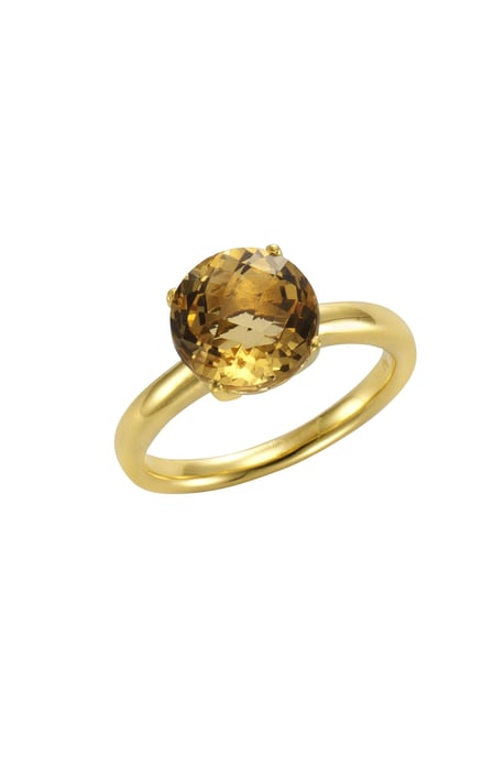 Jamelli Ring Silber 925 vergoldet mit echtem Citrin 10mm - Image 1