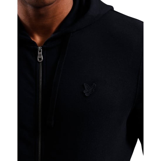 Lyle & Scott Tonal Eagle Jet Black Kapuzenpullover Mit Durchgehendem Reißverschluss - Image 4