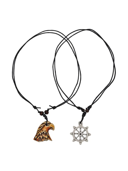 Steuer Modeschmuck Anhänger mit Kette Adler Steuerrad Textilband schwarz - Image 1