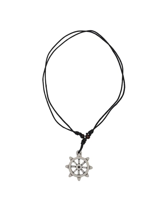 Steuer Modeschmuck Anhänger mit Kette Adler Steuerrad Textilband schwarz - Image 3