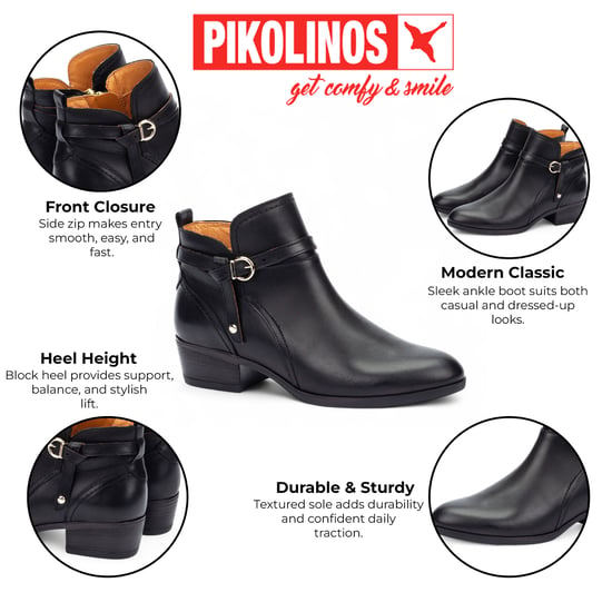 Pikolinos Damen-Bootie aus schwarzem Leder mit Reißverschluss und Absatz - Daroca - Image 2