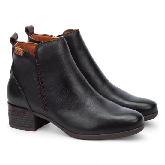 Pikolinos Damen-Stiefeletten aus schwarzem Leder mit Reißverschluss und Absatz - Malaga - Image 3