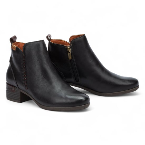 Pikolinos Damen-Stiefeletten aus schwarzem Leder mit Reißverschluss und Absatz - Malaga - Image 4
