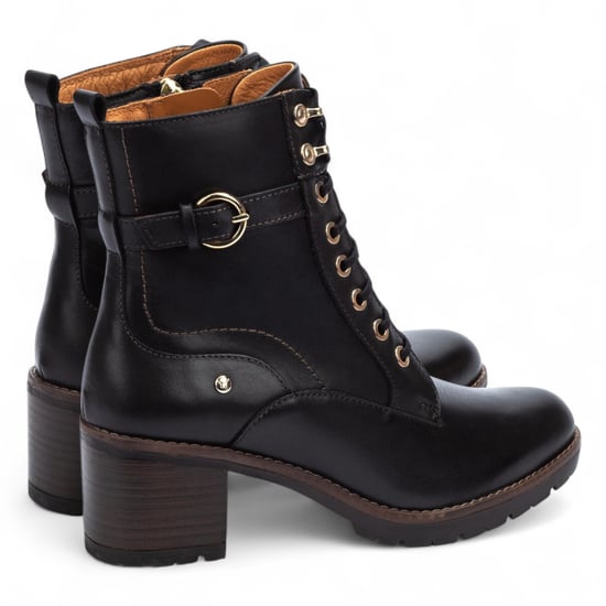 Pikolinos Combat-Stiefeletten für Damen aus schwarzem Leder mit mittelhohem Absatz - Llanes - Image 4