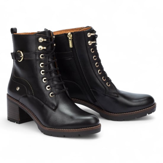 Pikolinos Combat-Stiefeletten für Damen aus schwarzem Leder mit mittelhohem Absatz - Llanes - Image 5
