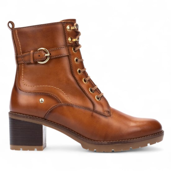 Pikolinos Damen Brandy Brown Leder Combat Ankle Boots mit mittelhohem Absatz - Llanes - Image 1