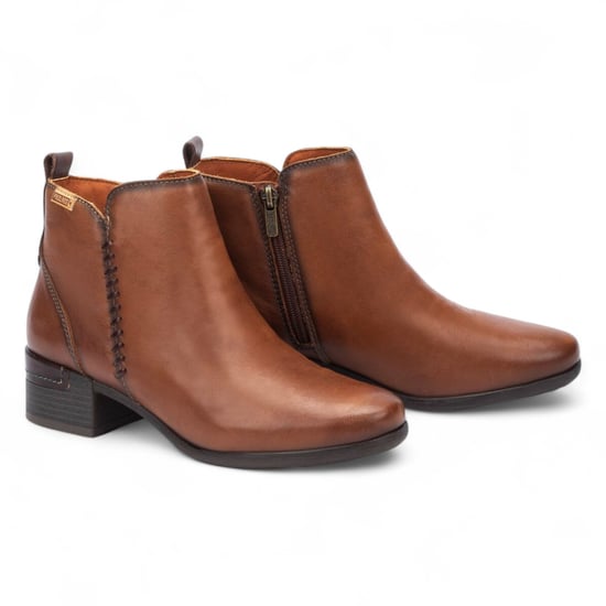 Pikolinos Damen-Stiefeletten aus Cuero-braunem Leder mit Reißverschluss und Absatz - Malaga - Image 5