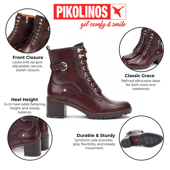 Pikolinos Damen-Knöchelstiefel „Caoba“ aus braunem Leder mit mittelhohem Absatz – Llanes - Image 2