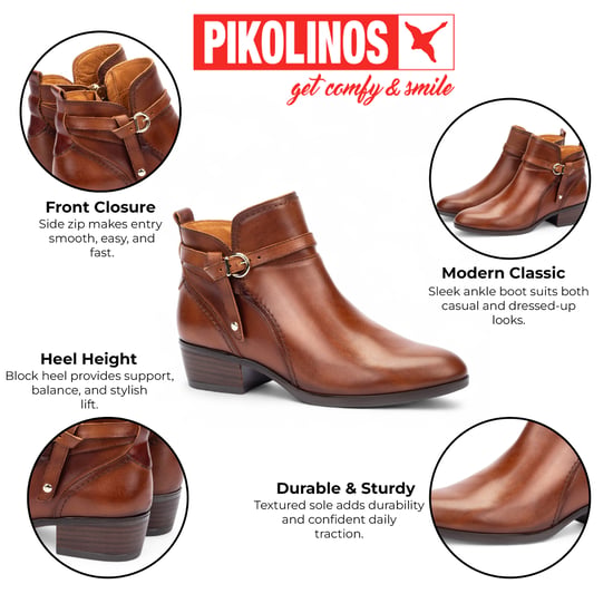 Pikolinos Damen-Stiefel Cuero aus braunem Leder mit Reißverschluss und Stiefeletten – Daroca - Image 2