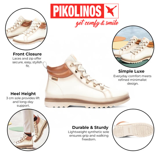 Pikolinos Damen Nata Weiße Leder-Stiefeletten - Vigo - Image 2