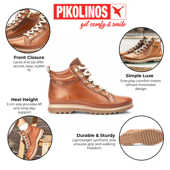 Pikolinos Damen Brandy Brown Leder Ankle Sneakers Boots - Vigo - Image 2