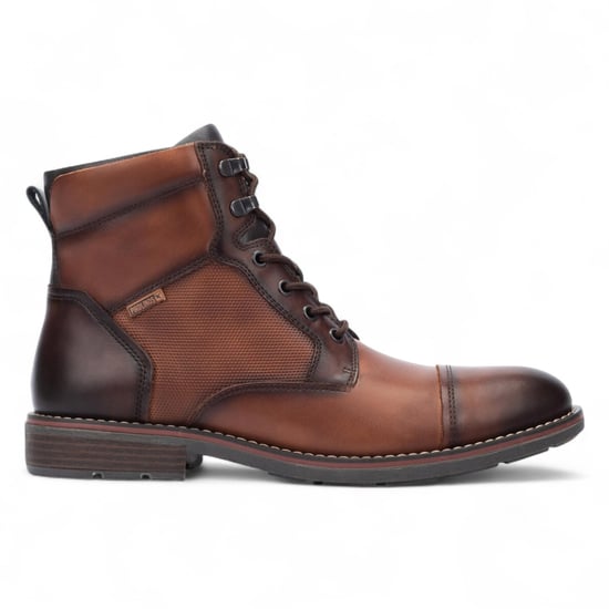 Pikolinos Herren-Stiefeletten mit Reißverschluss und Schnürung aus cuerobraunem Leder – York - Image 1