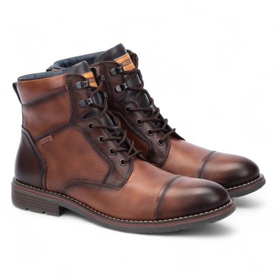 Pikolinos Herren-Stiefeletten mit Reißverschluss und Schnürung aus cuerobraunem Leder – York - Image 3