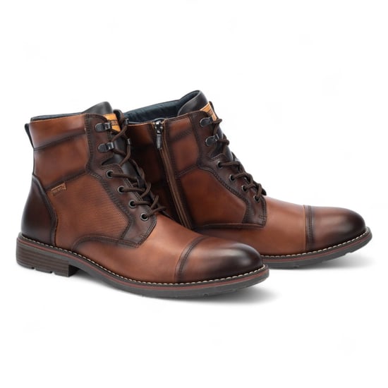 Pikolinos Herren-Stiefeletten mit Reißverschluss und Schnürung aus cuerobraunem Leder – York - Image 5