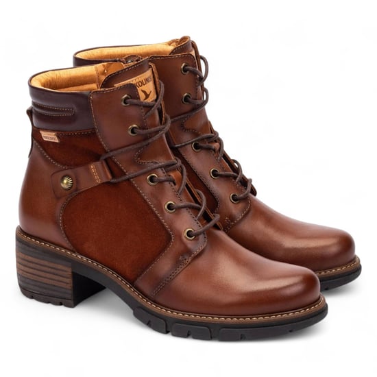 Pikolinos Cuero Braune Leder-Stiefeletten mit Reißverschluss und Schnürabsatz für Damen – San Sebastián - Image 6