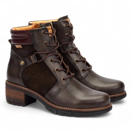 Pikolinos Damen-Stiefeletten aus waldbraunem Leder mit Reißverschluss und Schnürung - San Sebastián - Image 3