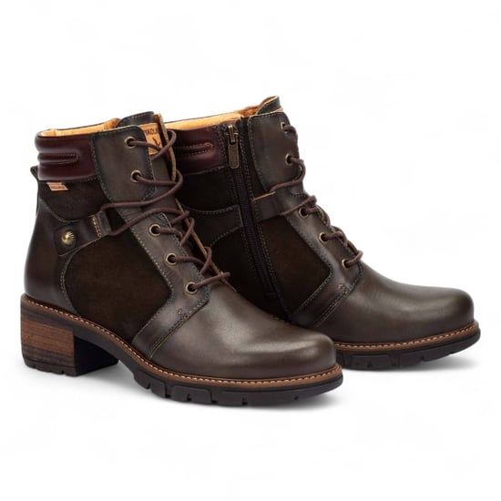 Pikolinos Damen-Stiefeletten aus waldbraunem Leder mit Reißverschluss und Schnürung - San Sebastián - Image 5