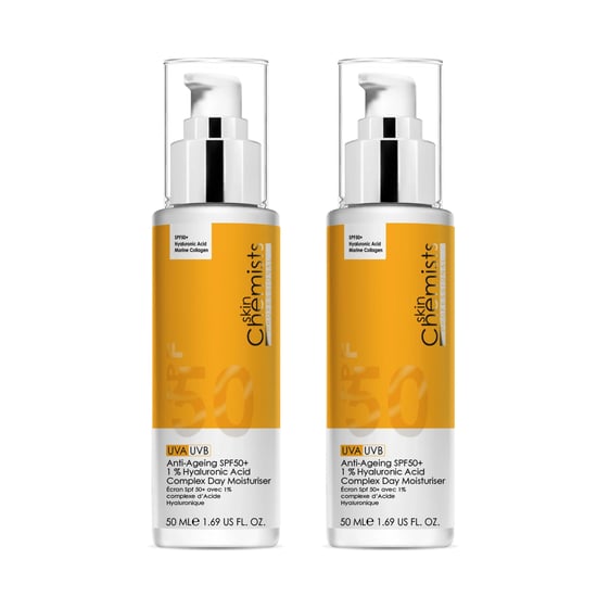 skinChemists Anti-Aging SPF 50 1% Hyaluronsäure Tagescreme 50ml x 2 Duo-Pack - Image 1