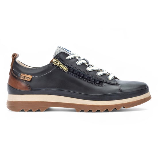 Pikolinos Damen-Sneakers aus ozeanblauem Leder mit Schnürsenkeln und Reißverschluss – Vigo - Image 1