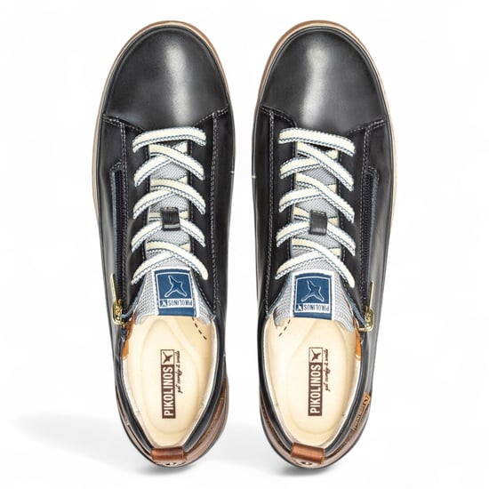 Pikolinos Damen-Sneakers aus ozeanblauem Leder mit Schnürsenkeln und Reißverschluss – Vigo - Image 4