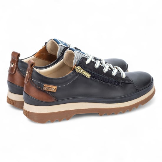 Pikolinos Damen-Sneakers aus ozeanblauem Leder mit Schnürsenkeln und Reißverschluss – Vigo - Image 5