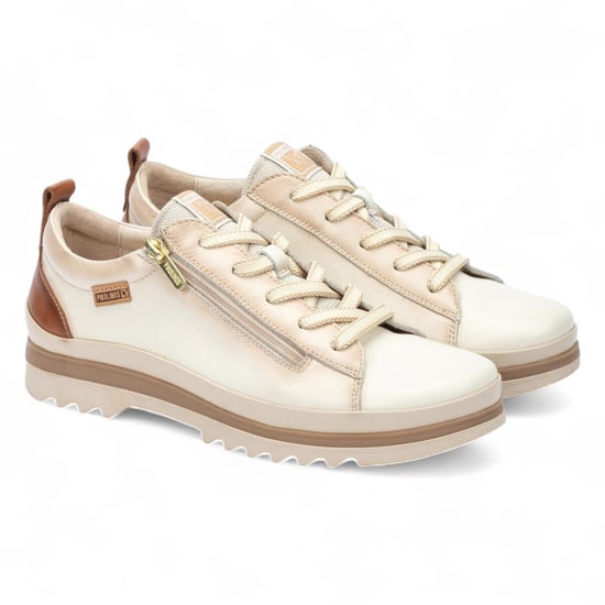Pikolinos Nata Damen-Sneakers mit Schnürsenkeln und Reißverschluss in Weiß aus Leder – Vigo - Image 3