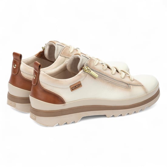 Pikolinos Nata Damen-Sneakers mit Schnürsenkeln und Reißverschluss in Weiß aus Leder – Vigo - Image 4