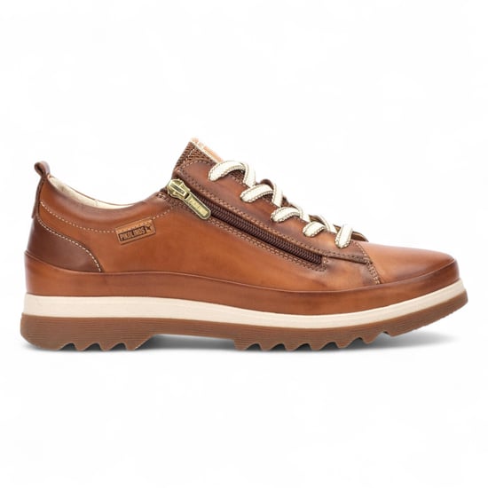Pikolinos Damen Brandy Brown Leder Schnürsenkel & Reißverschluss Sneakers - Vigo - Image 1