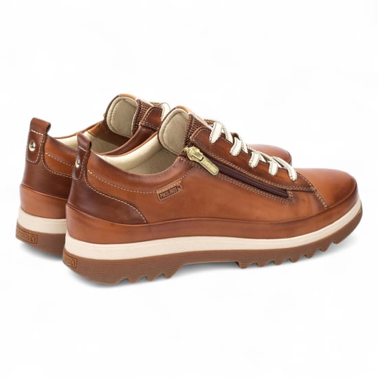 Pikolinos Damen Brandy Brown Leder Schnürsenkel & Reißverschluss Sneakers - Vigo - Image 5