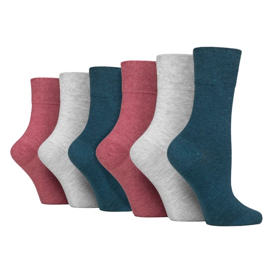 6er-Pack Damen Nicht-Elastische Baumwoll-Diabetikersocken mit Nahtlosem Zehenbereich - Image 1