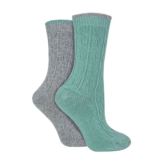 2er Pack Damen Socken mit Kabelstrick für Ferse und Zehen - Image 1