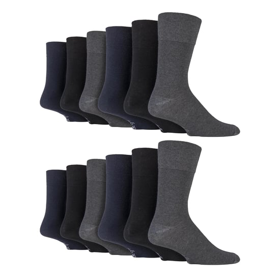 12 Paar Herren Sanfte Grip Weichbundsocken | Extra Breite Ohne Gummi Socken - Image 1