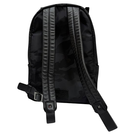 Valentino Camouflage Jacquard Rucksack aus schwarzem Nylon - Image 3