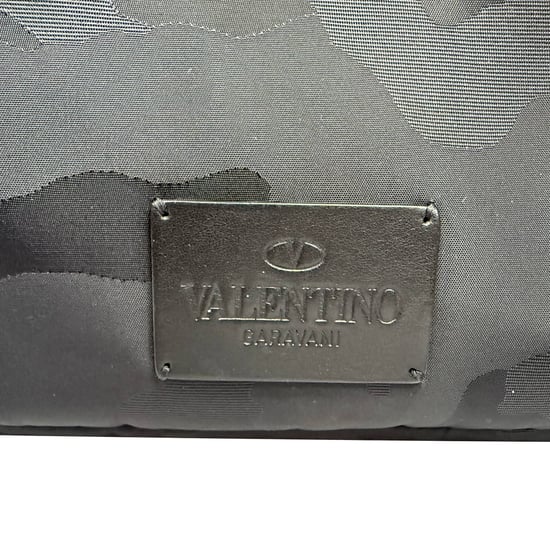 Valentino Camouflage Jacquard Rucksack aus schwarzem Nylon - Image 4