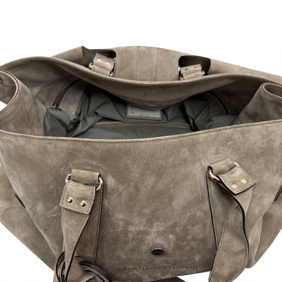 Brunello Cucinelli Weekend Bag aus grauem Wildleder - Image 4